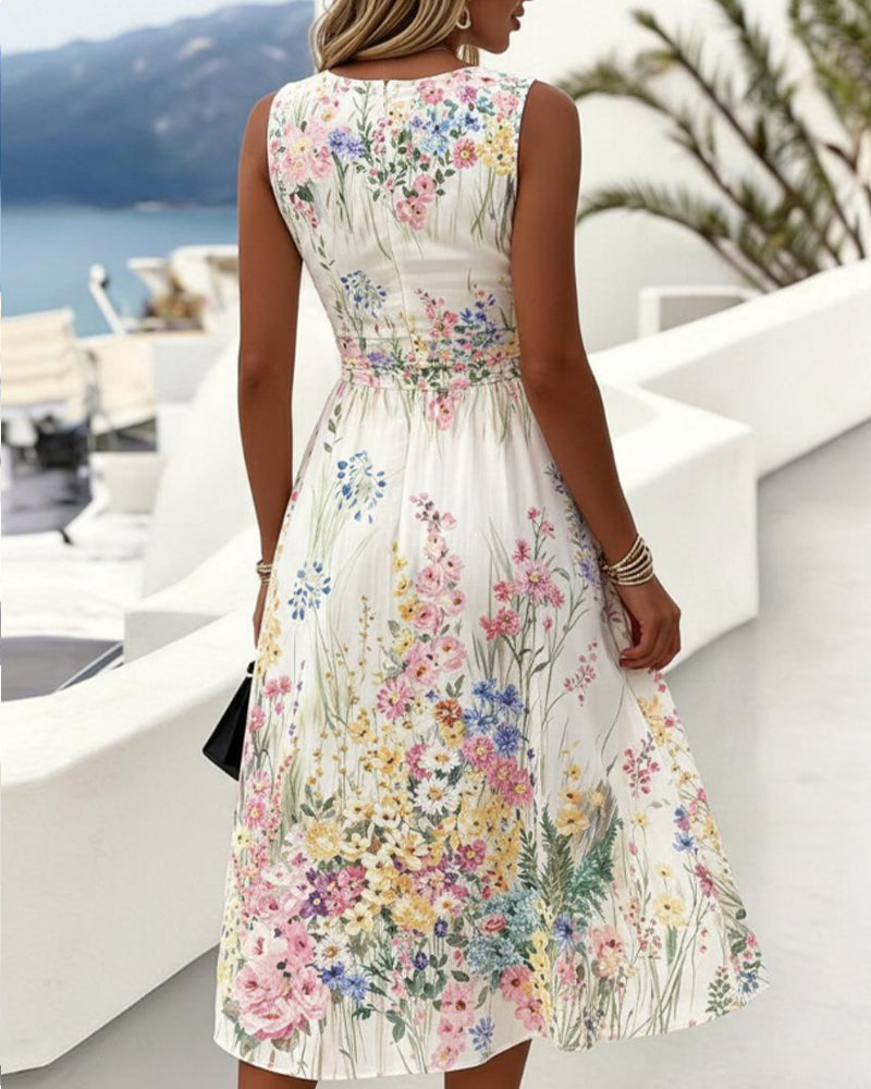 Cristine - Vestido sin Mangas con Estampado Floral