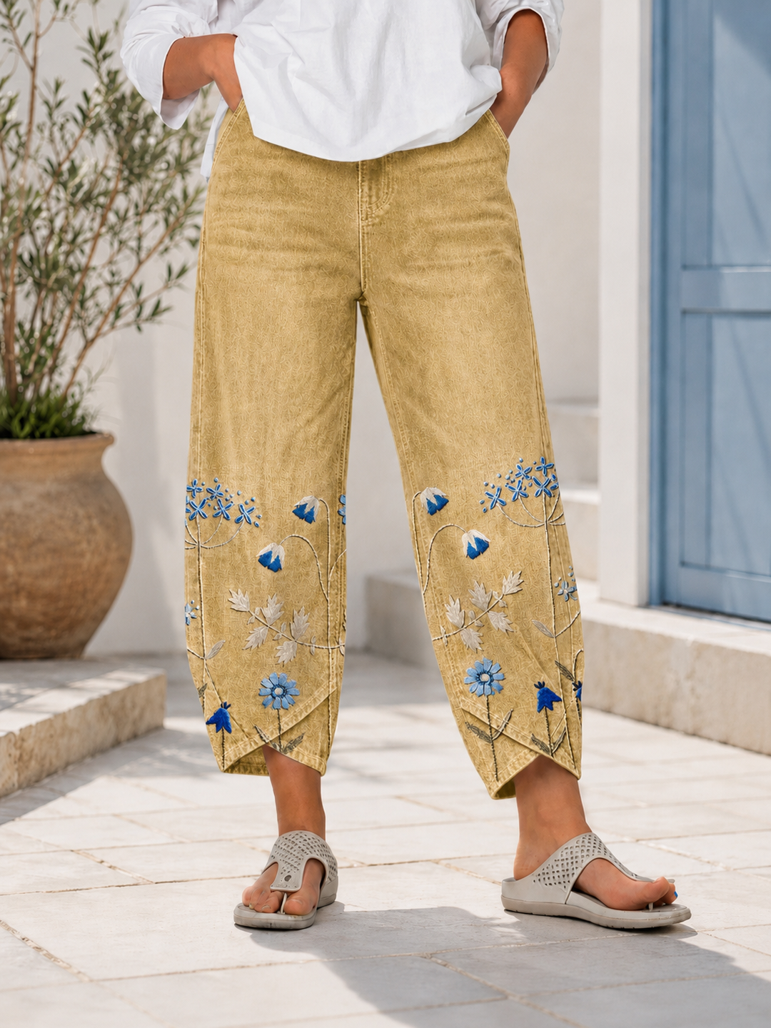 Selcen - Pantalones Informales Bordados