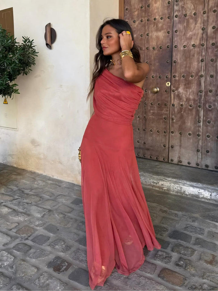 Dainia - Vestido Largo De Malla Con UnSolo Hombro