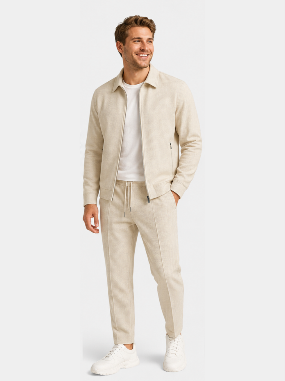 Tobiana - Conjunto De Chaqueta Con Cremallera Y Textura Y Pantalones Con Cordón