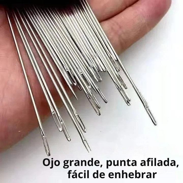 StitchPro - Juego De Agujas De Coser De Acero Con Ojo Grande