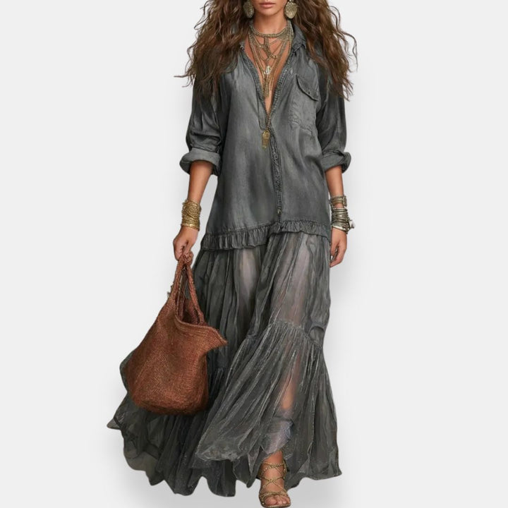 Zaynab - Vestido Largo De Estilo Bohemio Con Volantes
