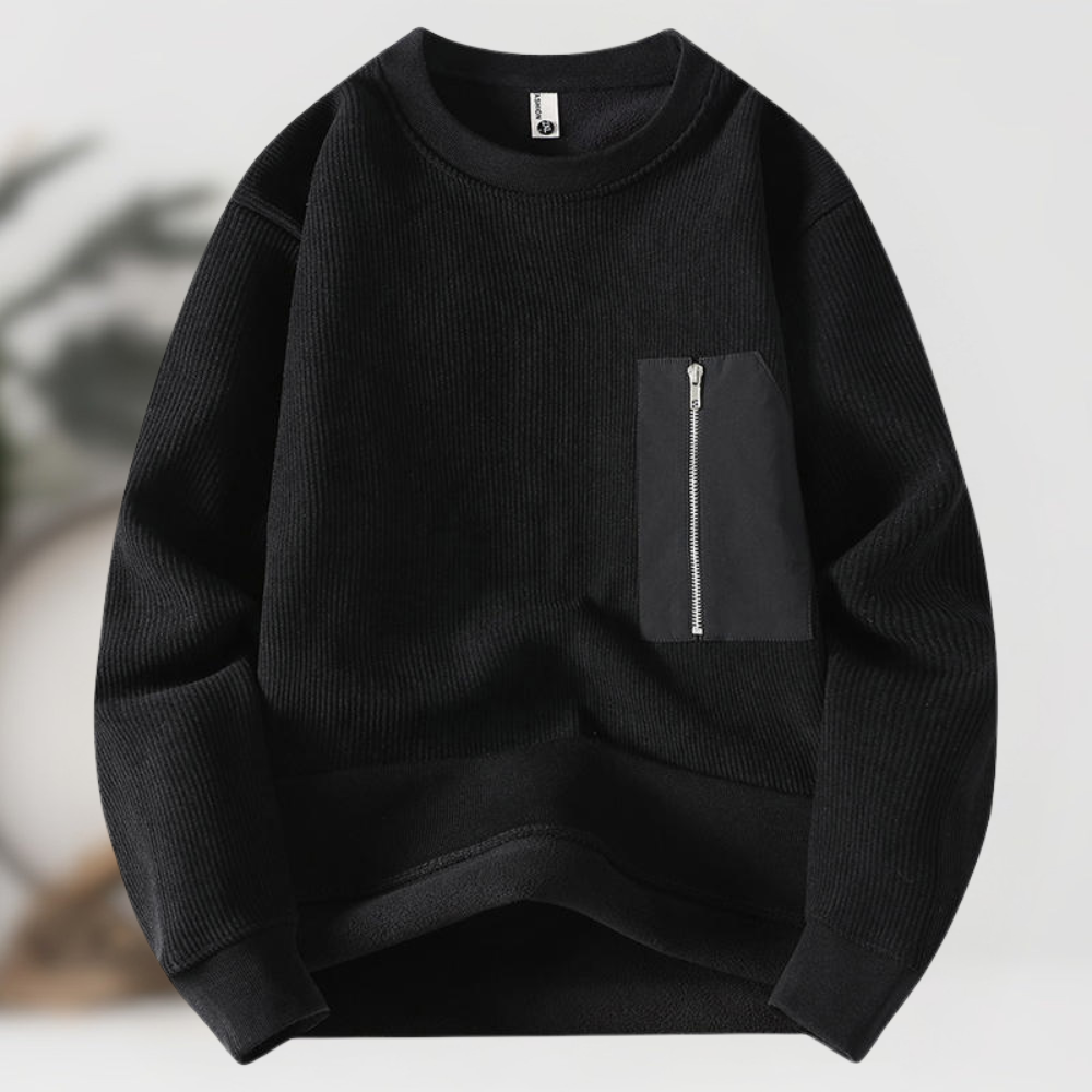 Zarch - Jersey de Punto con Bolsillo con Cremallera