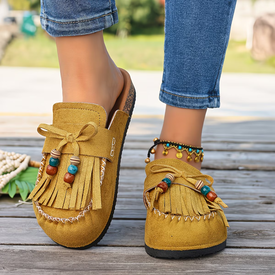 Mehra - Mocasines de Ante Estilo Bohemio