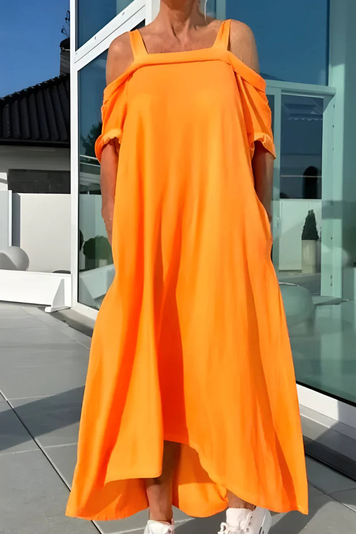 Vathsala - Vestido largo de Verano Con Hombros Descubiertos