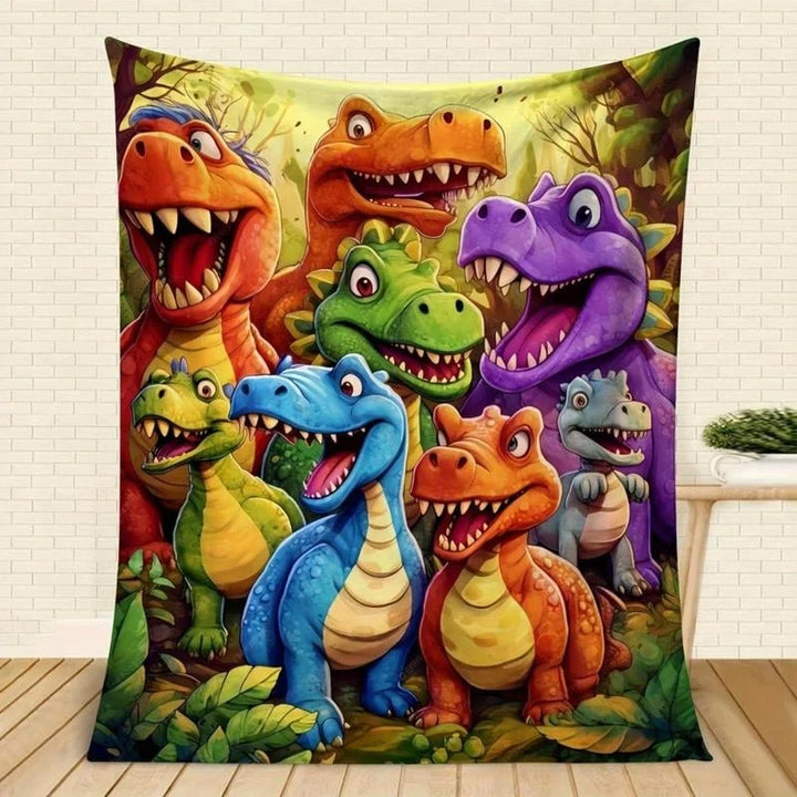 DinoSnuggle – Weiche Lustige Kuscheldecke mit Dinosauriern, HD-Digitaldruck