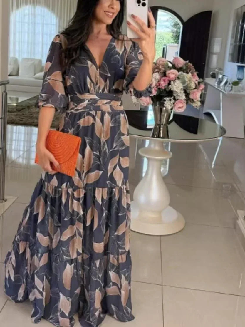 Lella - Elegante Vestido Largo De Flores