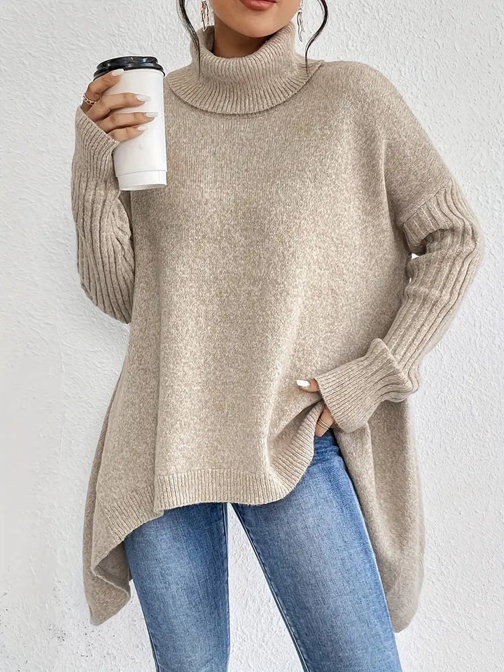 Laora - Jersey Informal De Manga Larga y Cuello Alto