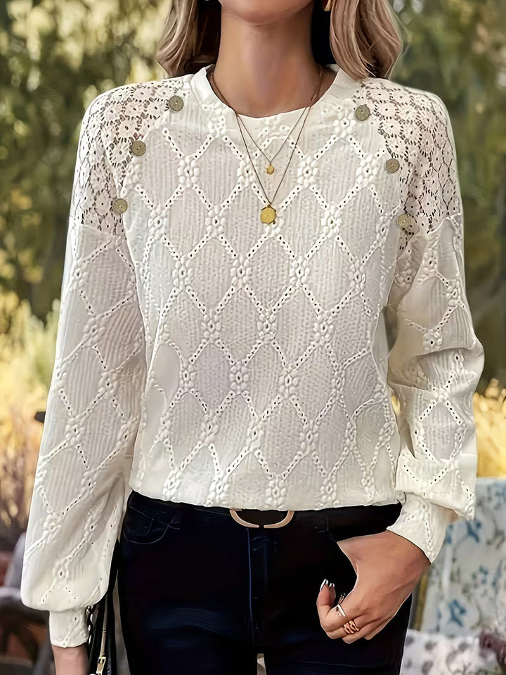 Meena - Blusa con Cuello Redondo y Diseño Cruzado