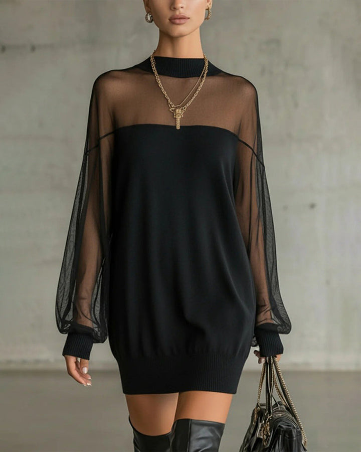 Yenaya - Vestido mini de Punto con Mangas Lantern