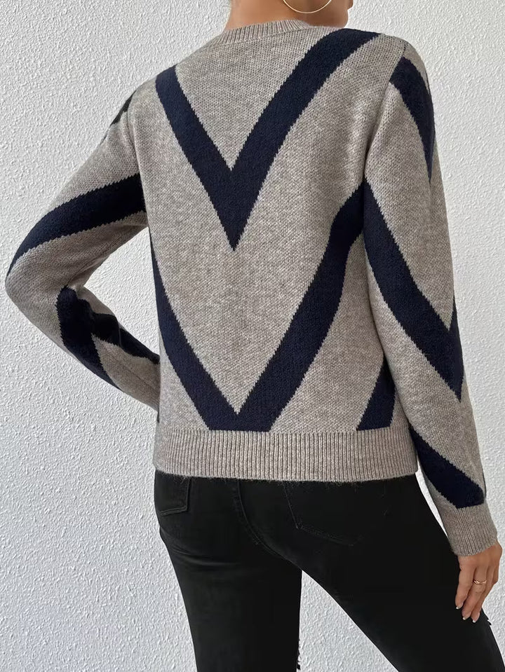 Minaza - Jersey De Cuello Redondo Con Estampado Geométrico