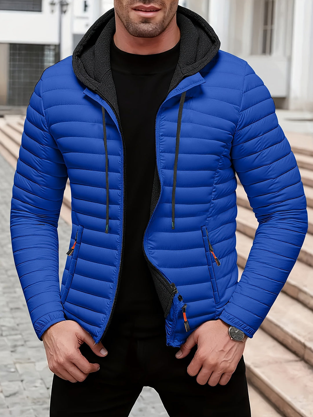 Dielmar - Chaqueta Acolchado Con Capucha Y Cremallera Frontal