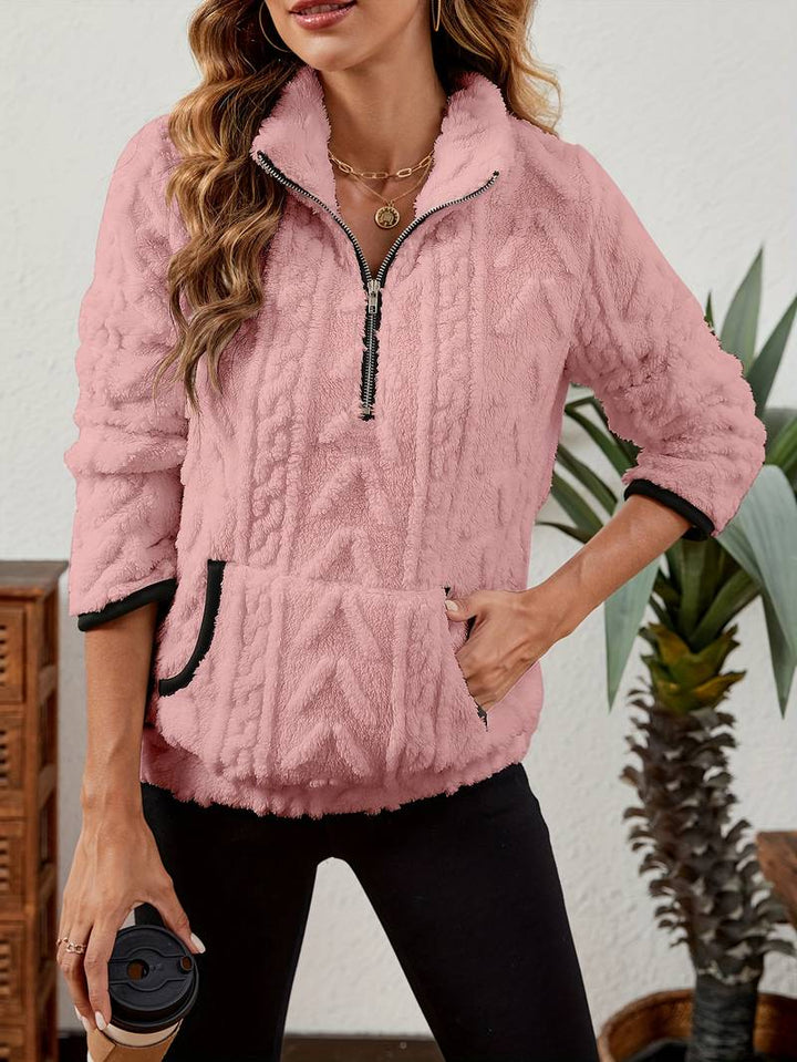 Naama - Jersey Elegante Con Medio Cremallera y Bolsillo