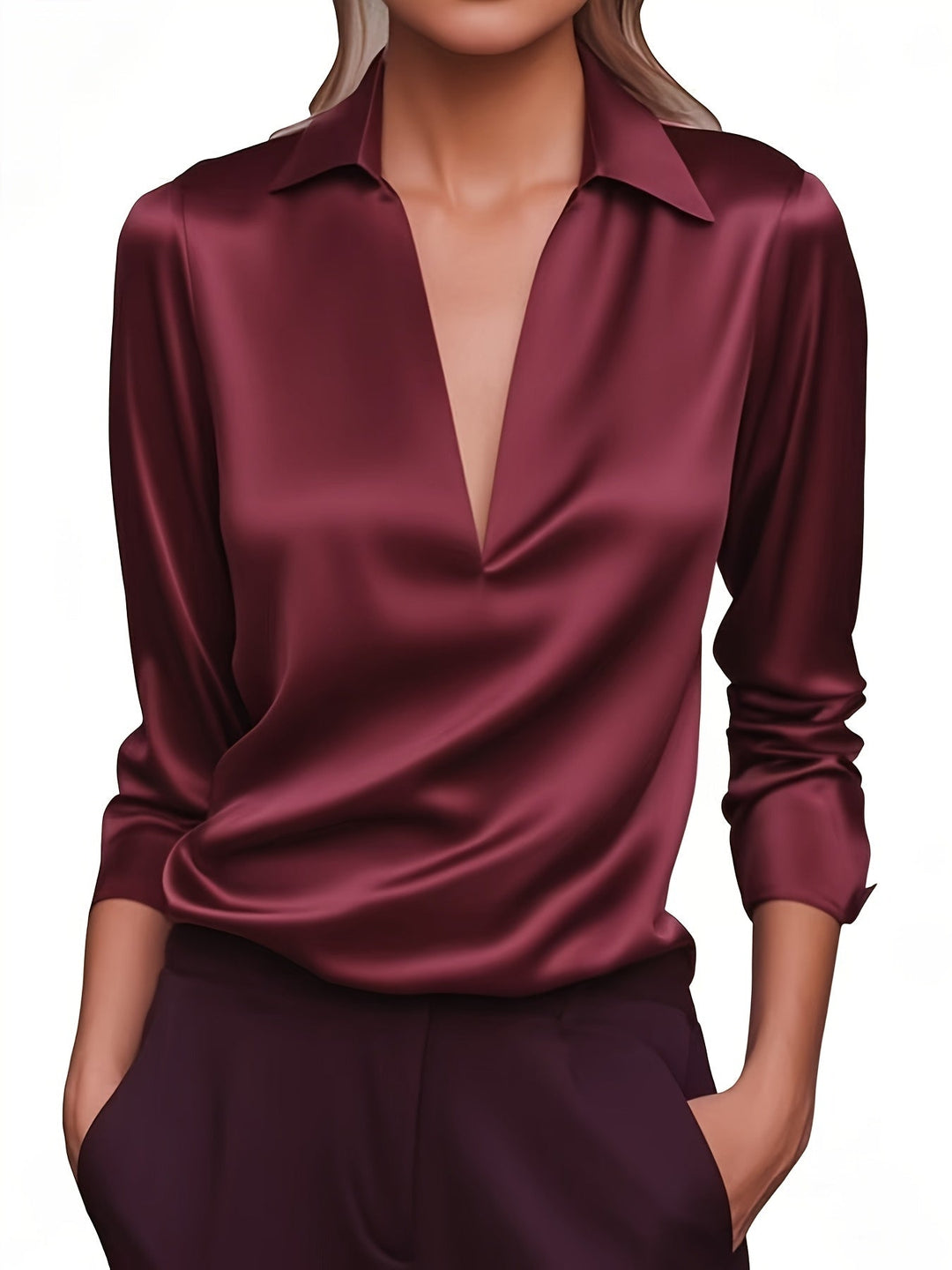 Kyrra – Elegante lusa De Satén Con Cuello En V