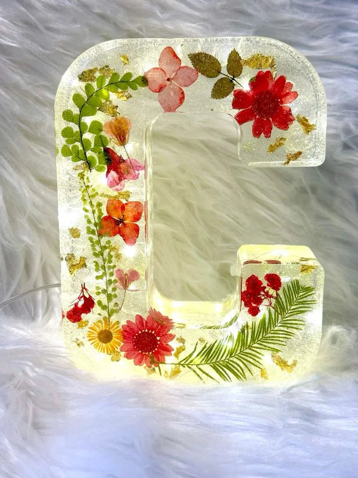 PetalLume - Lámpara De Noche De Resina Con Flores Hechas a Mano