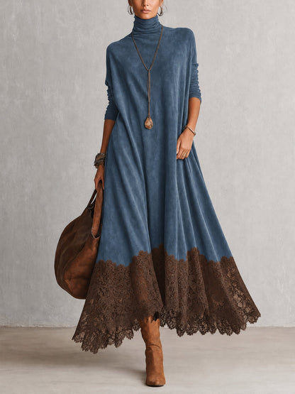 Albria - Vestido Largo de Manga Larga con Estilo Vintage