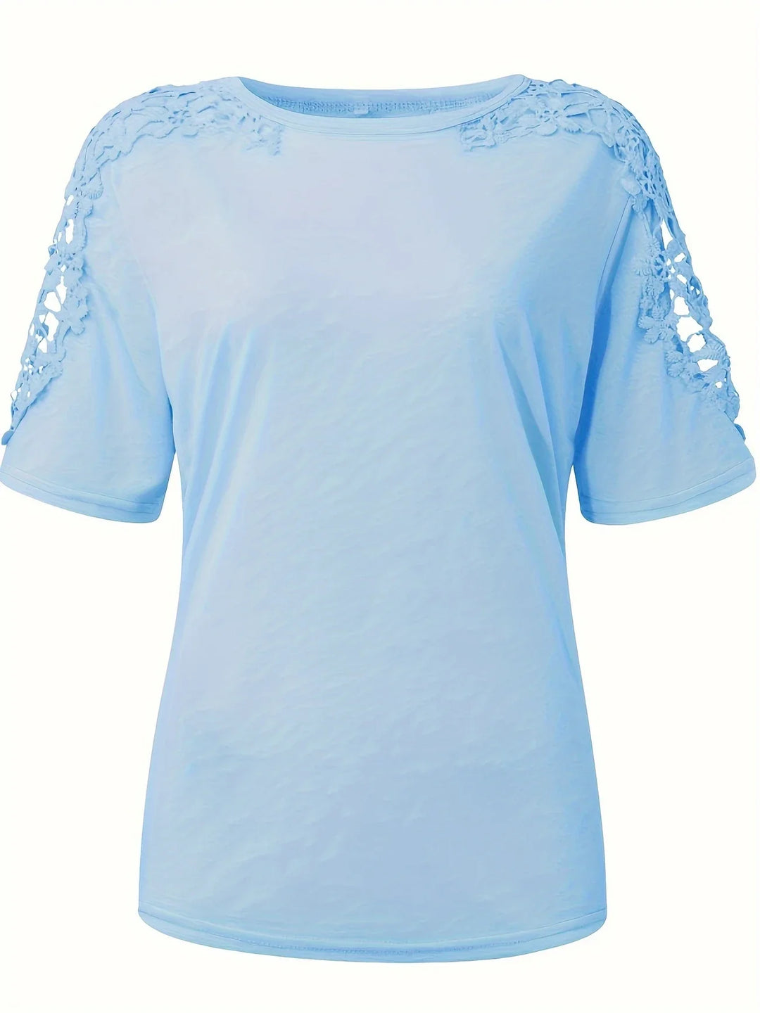Ancuta - Elegante Verano Manga Corta Camiseta Con Encaje