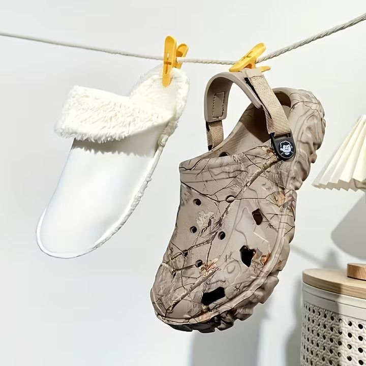 Sjoukje - Zuecos de Camuflaje Con Forro Plar y Correas Ajustables