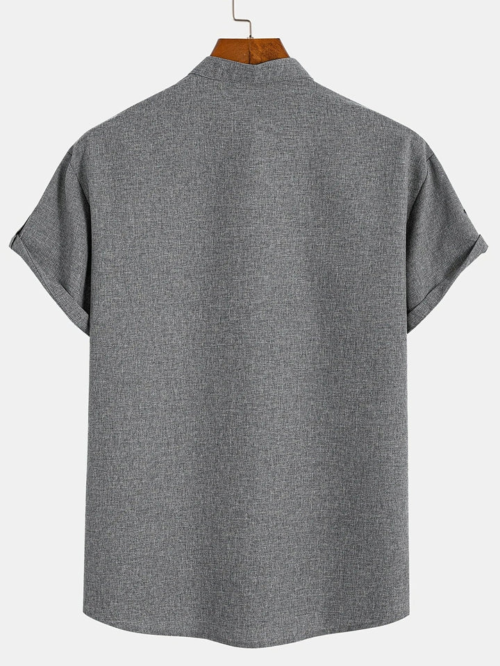 Elliott - Elegante Manga Corta Camisa Con Cuello Alto