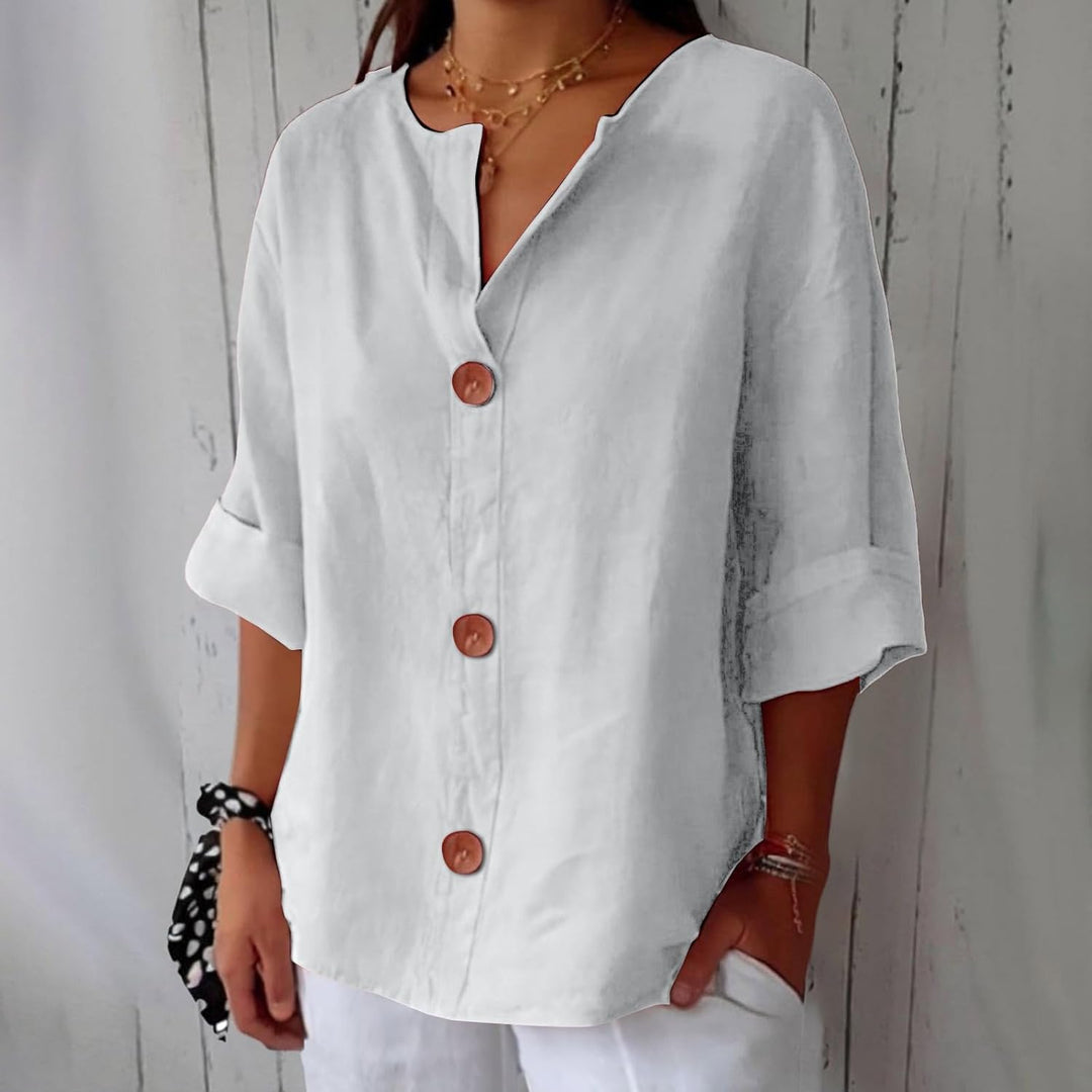 Maeve - Camisa De Algodón y Lino Con Cuello En V