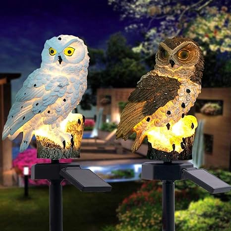 SolarOwl - Lámpara de jardín con Forma de Búho que Funciona con Energía Solar