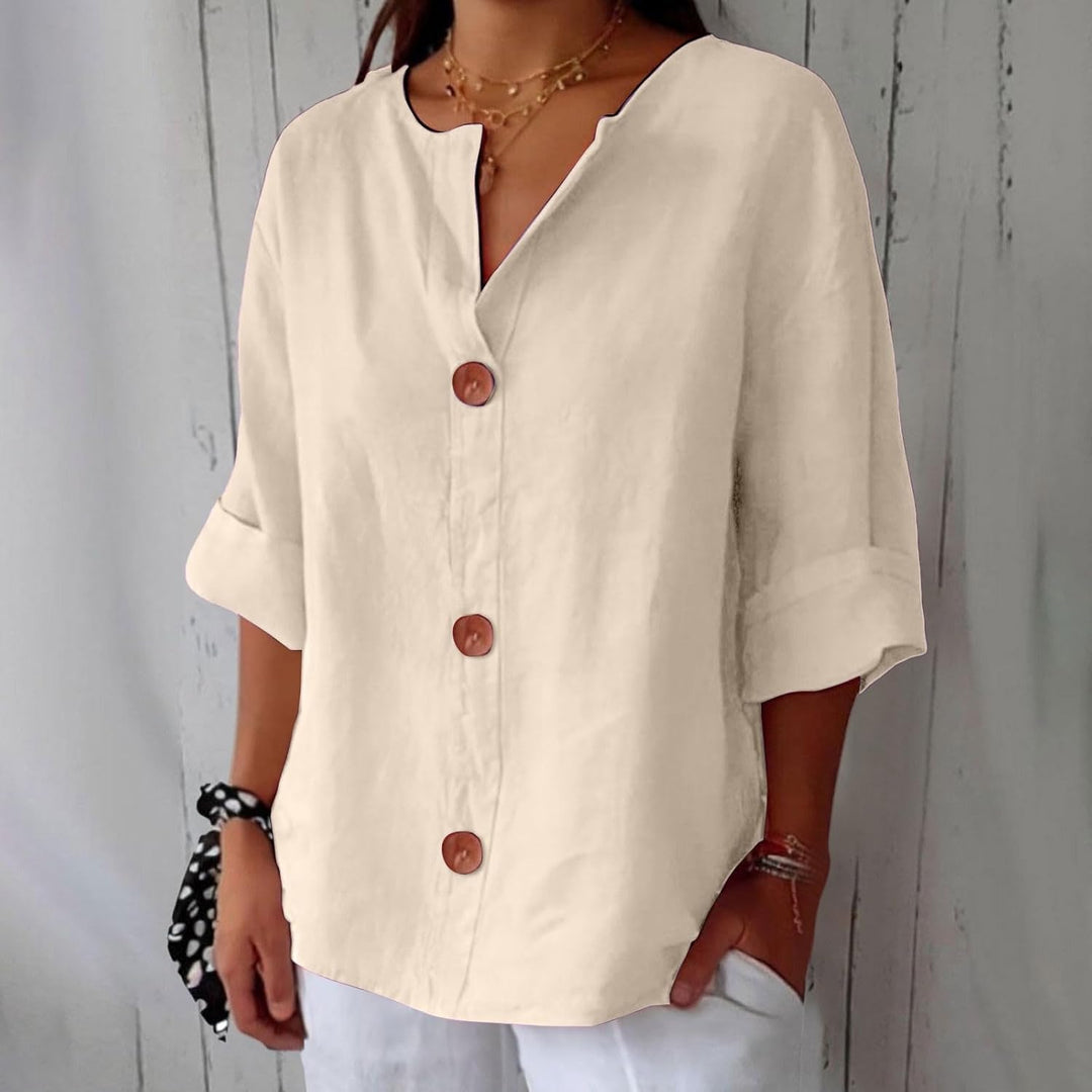 Maeve - Camisa De Algodón y Lino Con Cuello En V