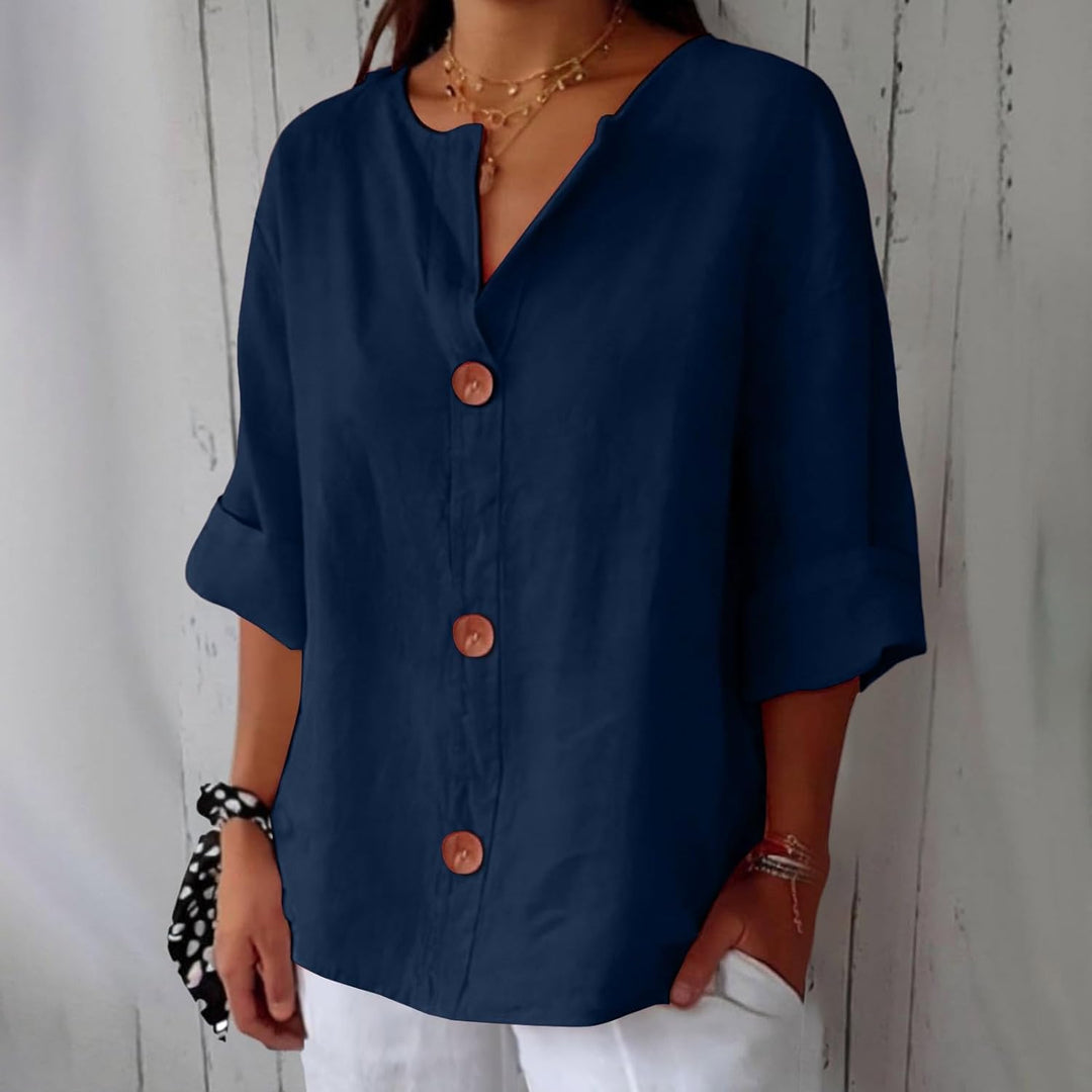 Maeve - Camisa De Algodón y Lino Con Cuello En V