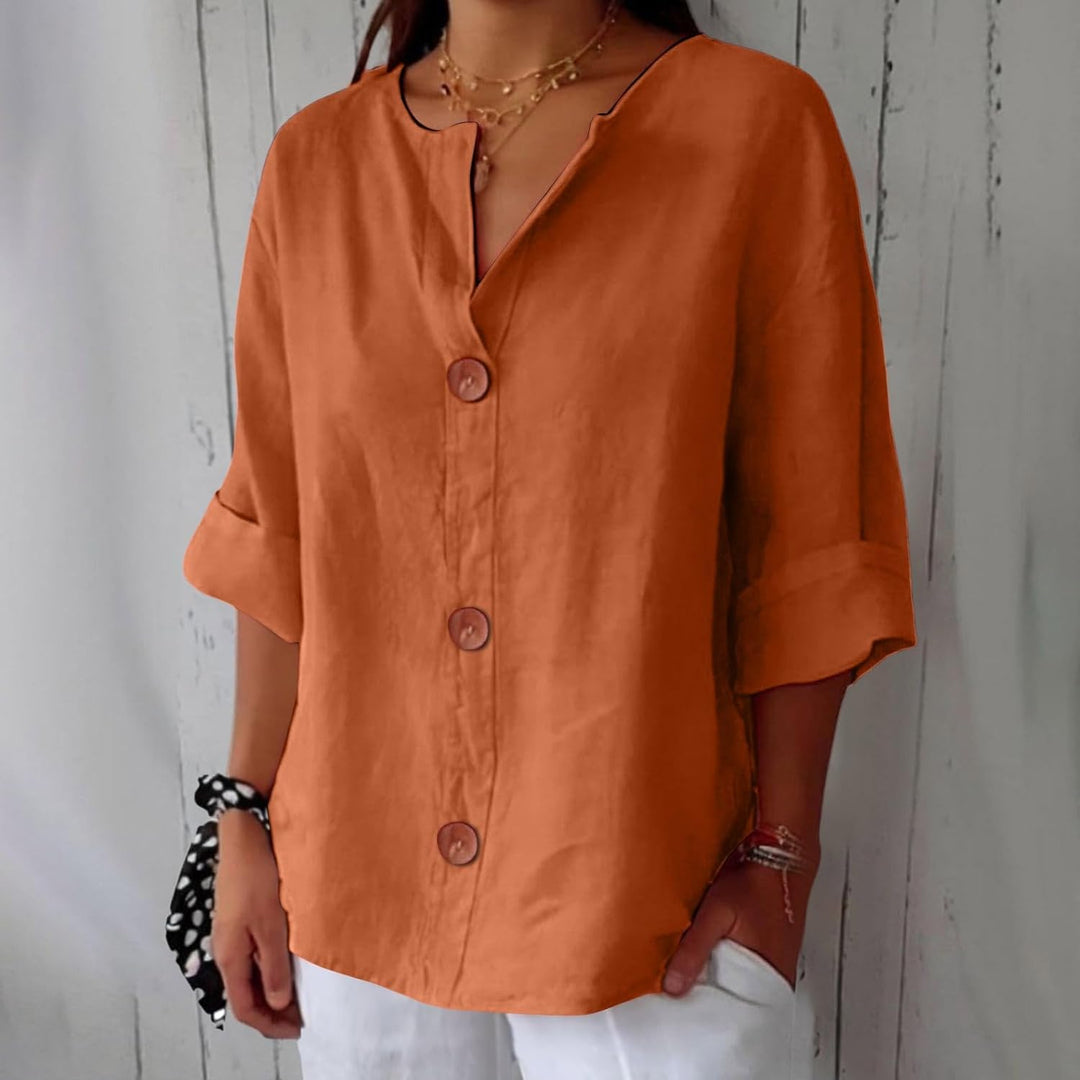 Maeve - Camisa De Algodón y Lino Con Cuello En V