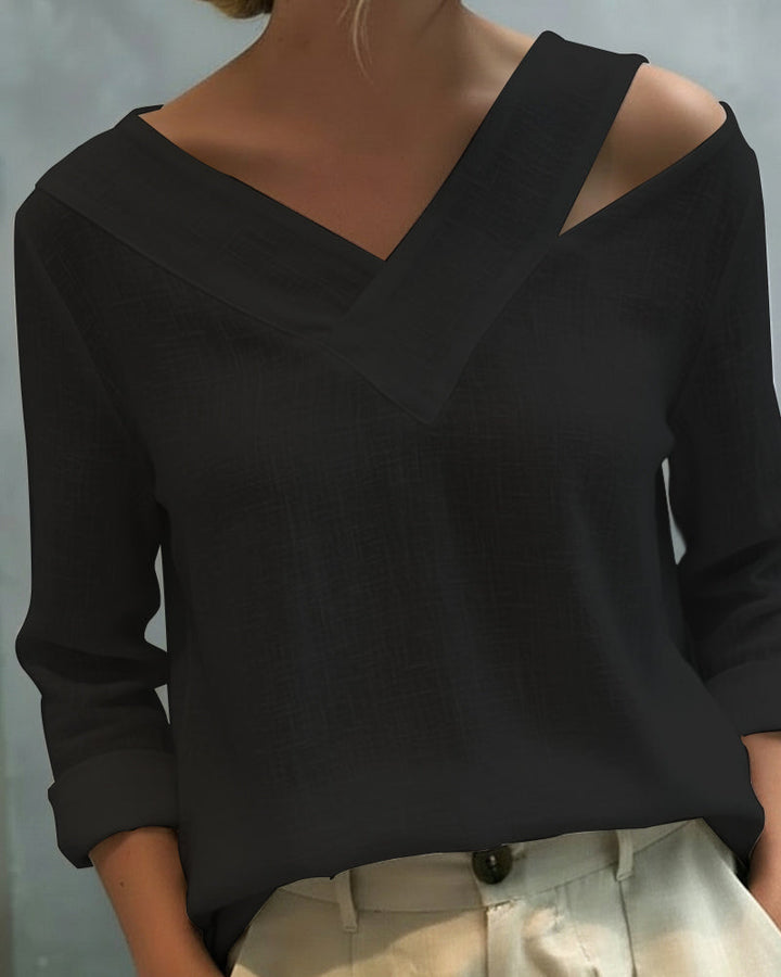 Makeeta - Elegante Top Con Cuello En V y Tirantes