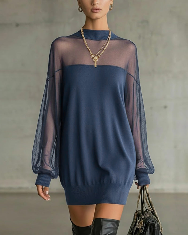 Yenaya - Vestido mini de Punto con Mangas Lantern