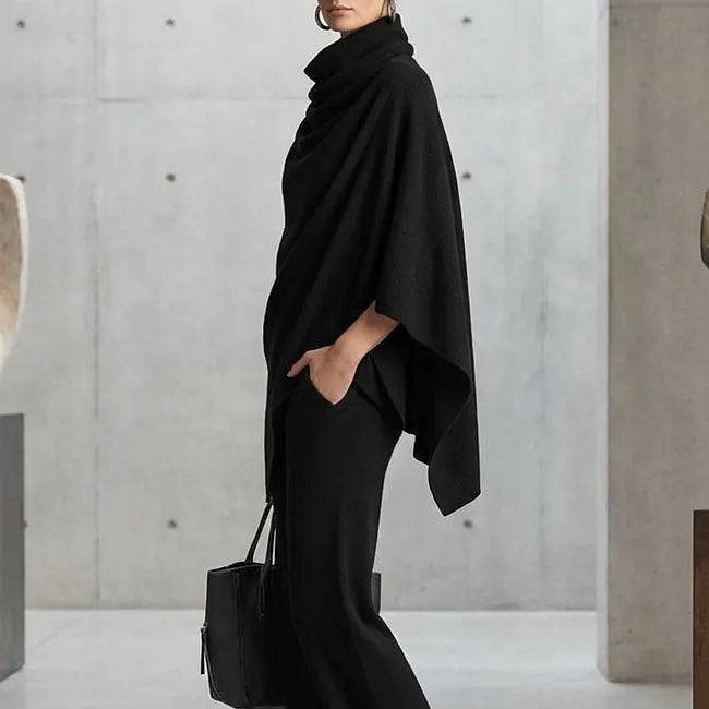 Deidraa - Conjunto De Capa Con Cuello Vuelto Y Pantalones De Pierna Ancha