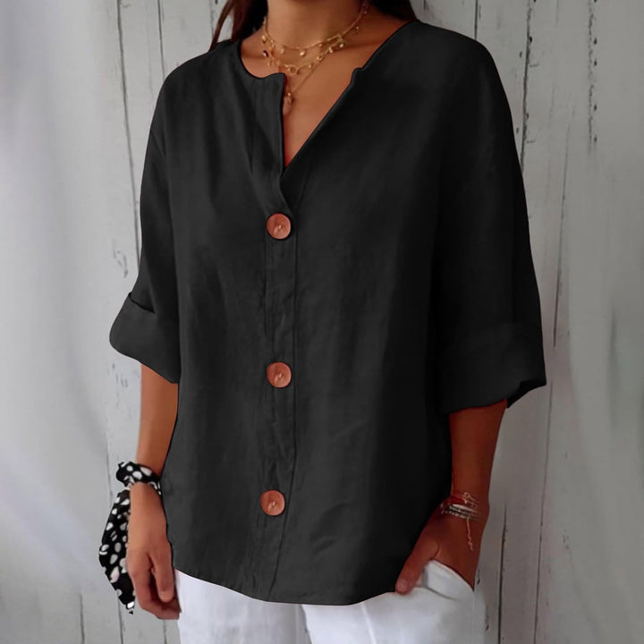 Maeve - Camisa De Algodón y Lino Con Cuello En V