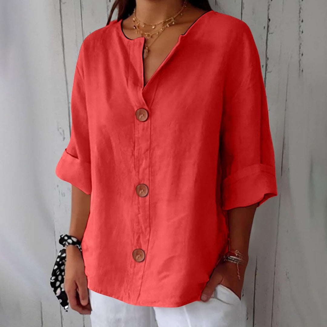 Maeve - Camisa De Algodón y Lino Con Cuello En V