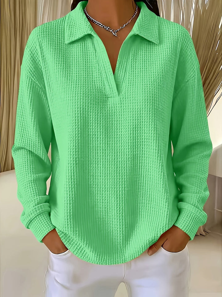 Nastya - Elegante Camisa Con Cuello Polo Y Tejido De Gofre