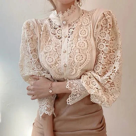 Naina - Camisa De Manga Larga Con Encaje Y Acoplamiento