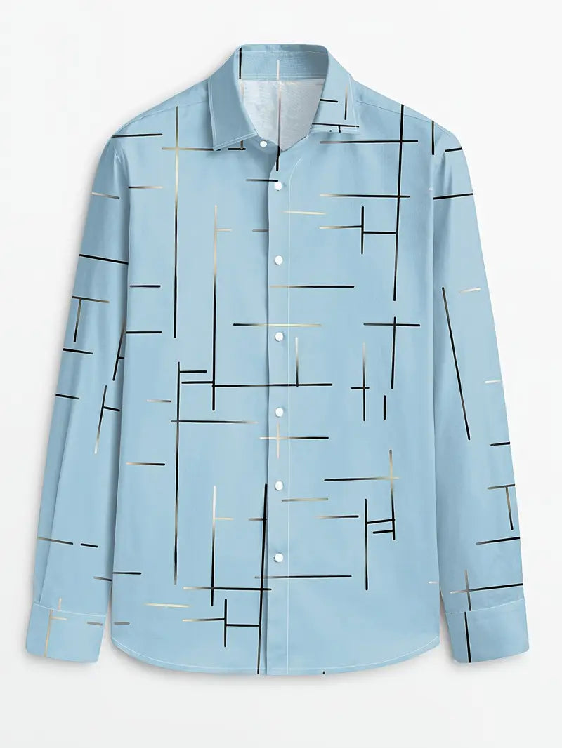 Nerio - Camisa De Manga Larga Con Estampado Geométrico