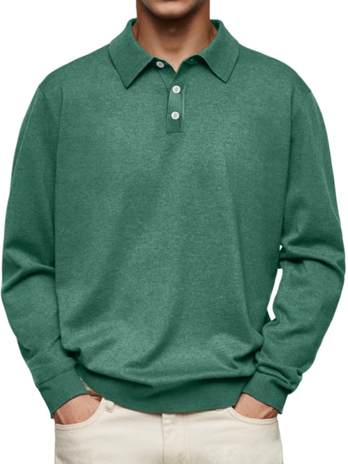 Dalvin - Casual y Cómodo Polo de Manga Larga Camisa