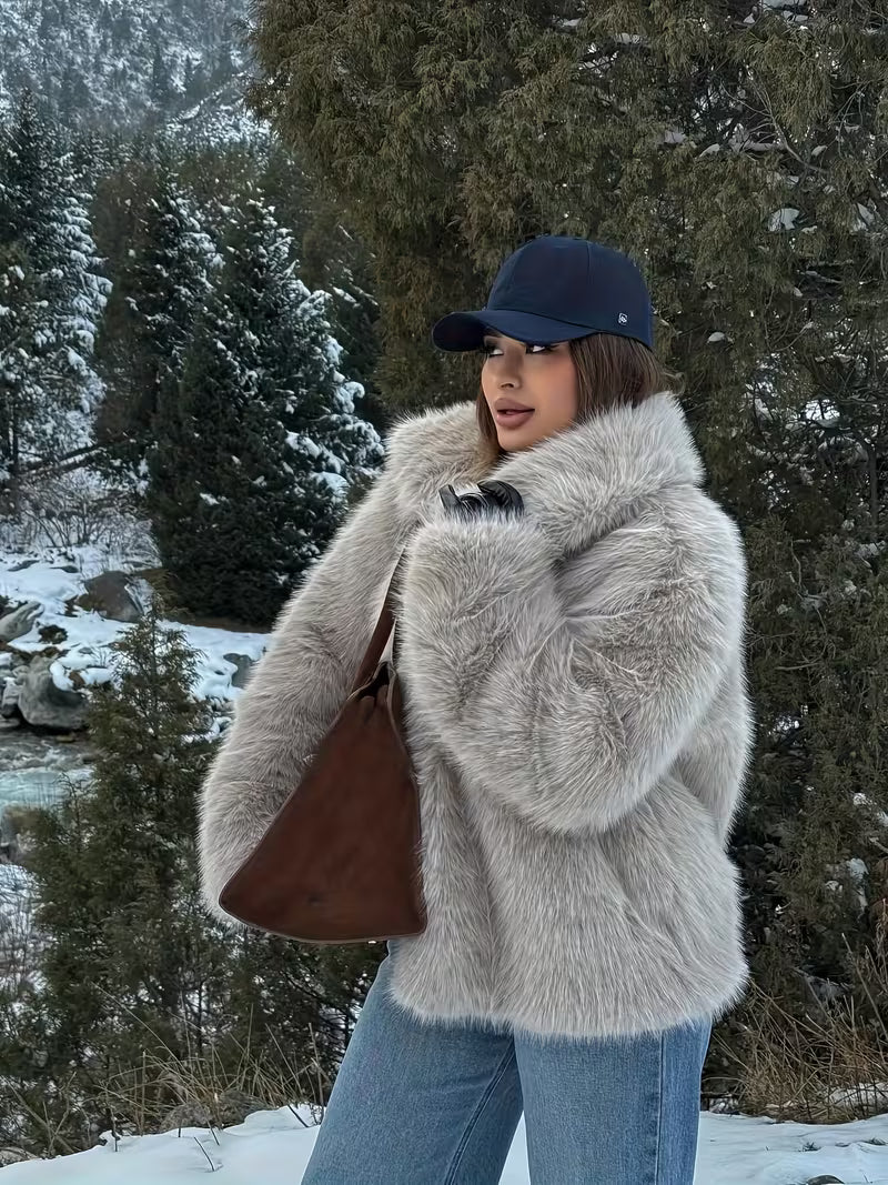 Zefina - Chaqueta Oversize De Manga Larga De Piel Sintética
