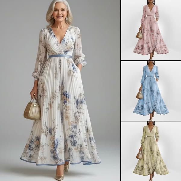 Pramudi - Vestido Largo Elegante de Manga larga