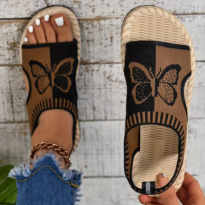 khulood - Cómodas Sandalias Planas Con Estampado De Mariposas