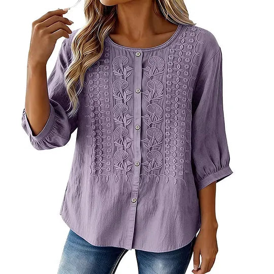 Andreza - Blusa De Algodón Con Botones