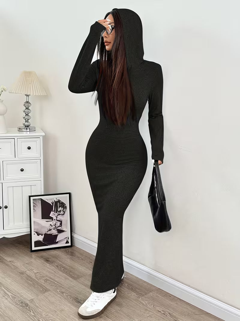 Dahye - Vestido Largo De Manga Larga Con Capucha