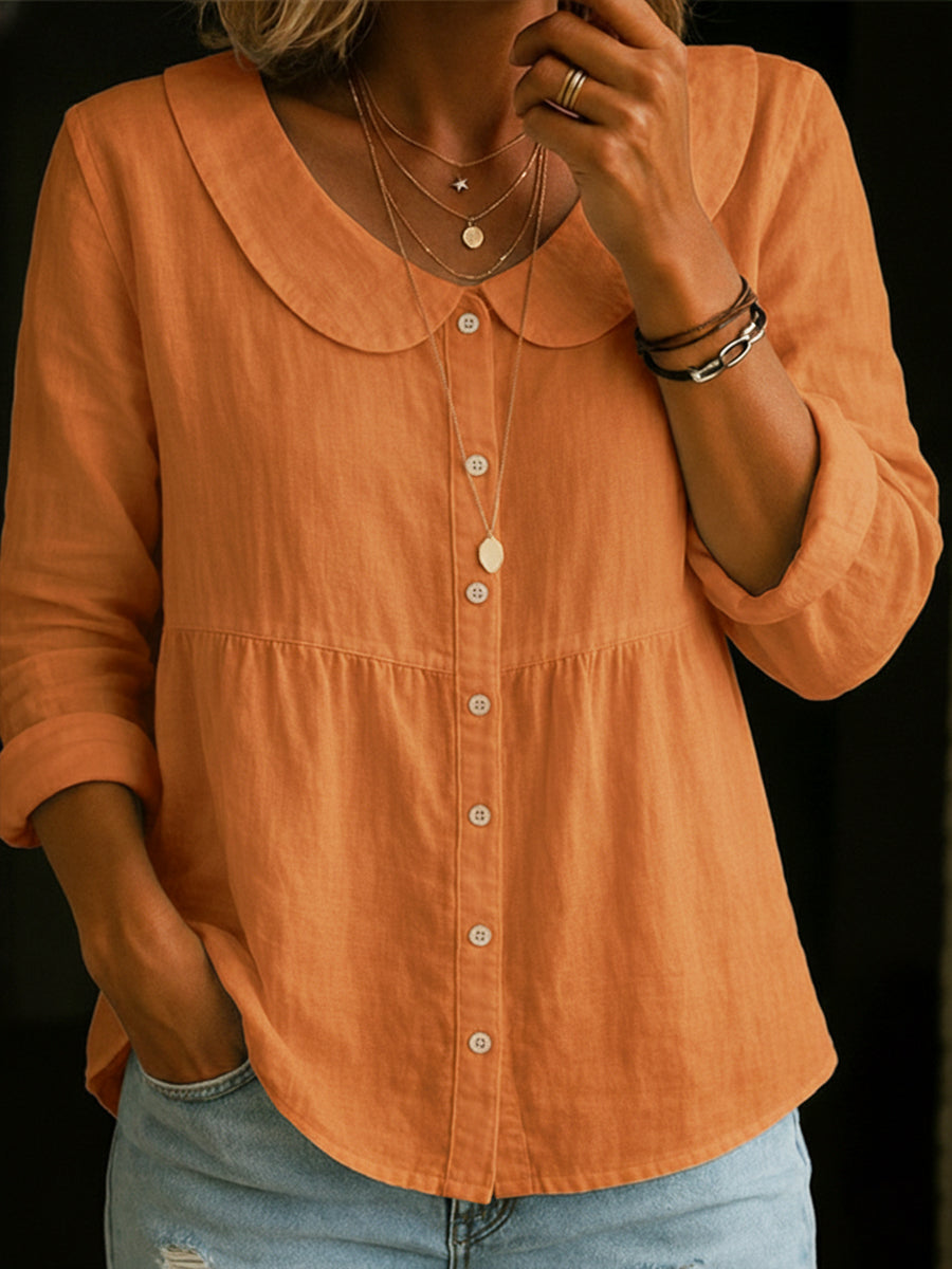 Neveni - Blusa de Manga Larga Con Botones