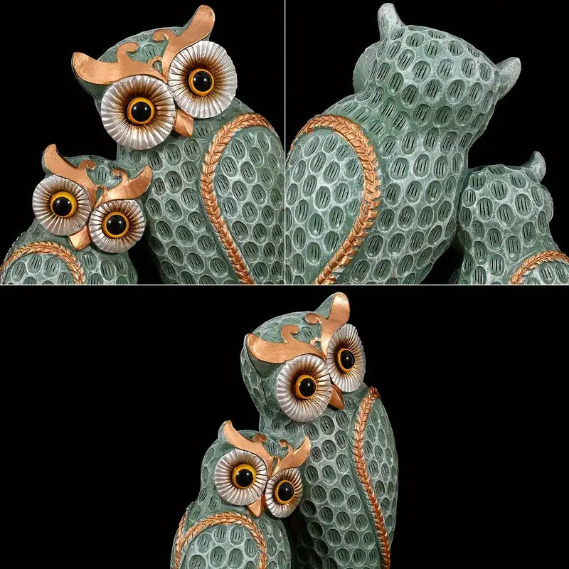 EchoOwlet - Figurita Moderna De Una Familia De Búhos
