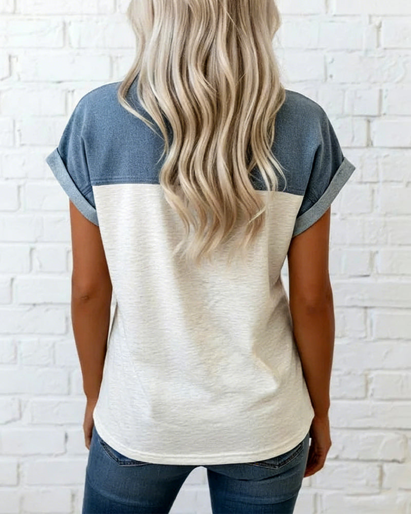 Myleena - Camiseta De Patchwork Con Cuello Vuelto