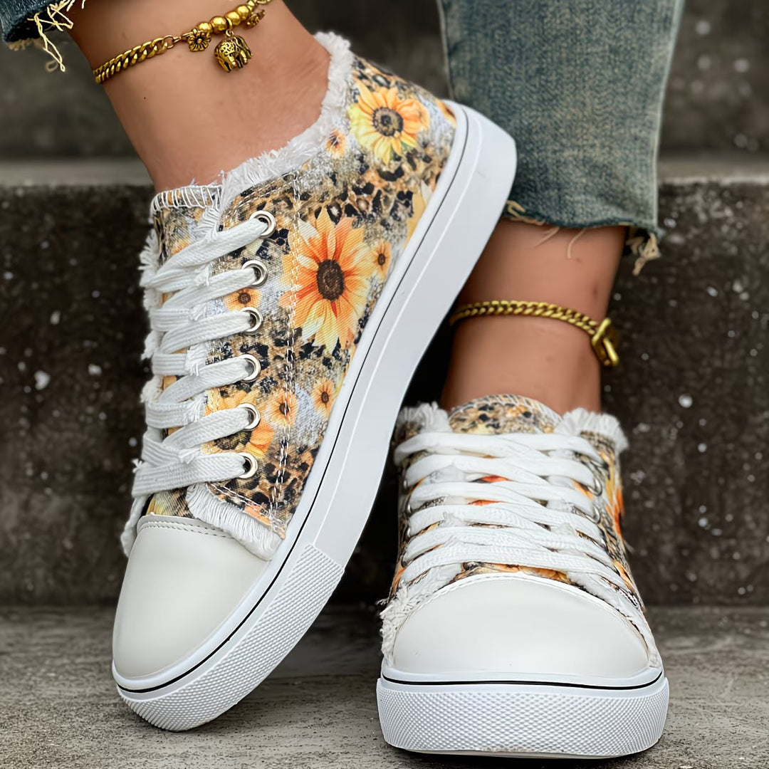 Portia - Zapatillas Con Cordones y Estampado De Girasoles