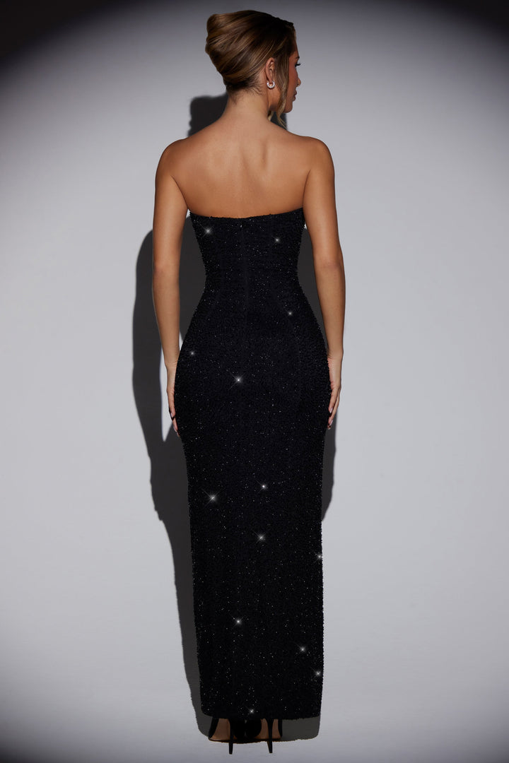 Melinia - Vestido Largo Con Constelación De Perlas