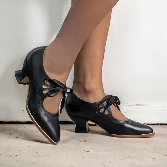 Zydrune - Zapatos de Tacón Alto de Cuero Vintage