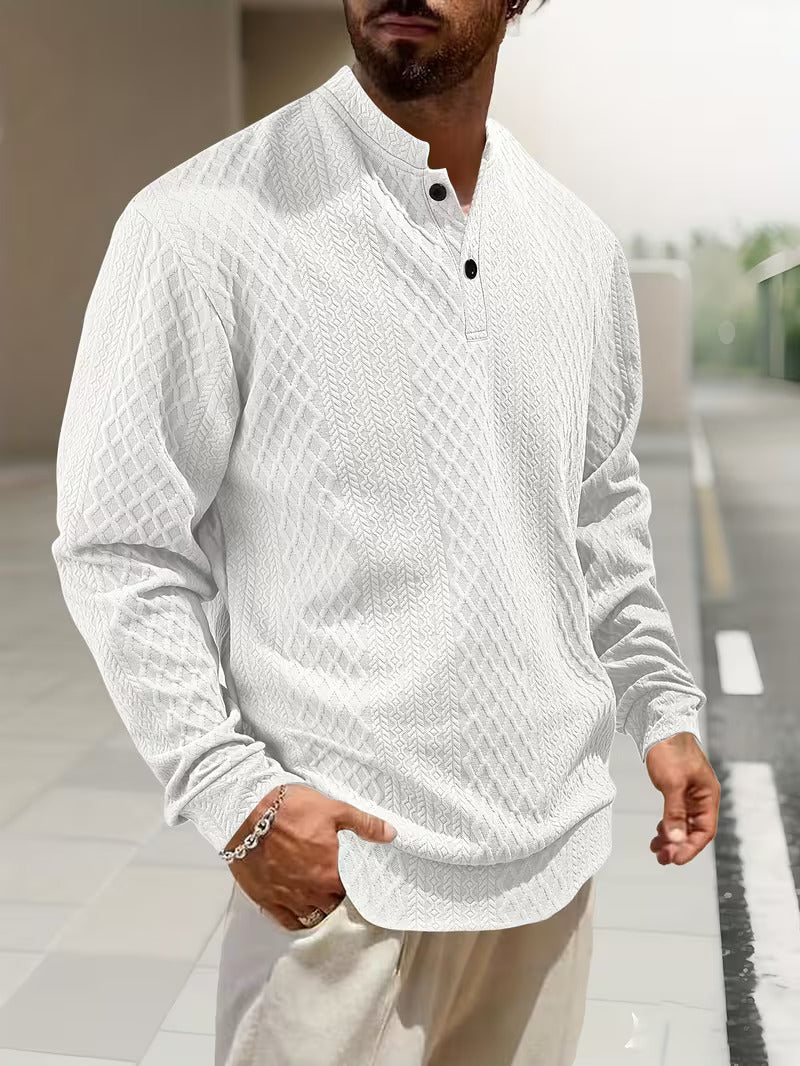 Mathew – Jersey Henley De Manga Larga Con Diseño Geométrico De Punto