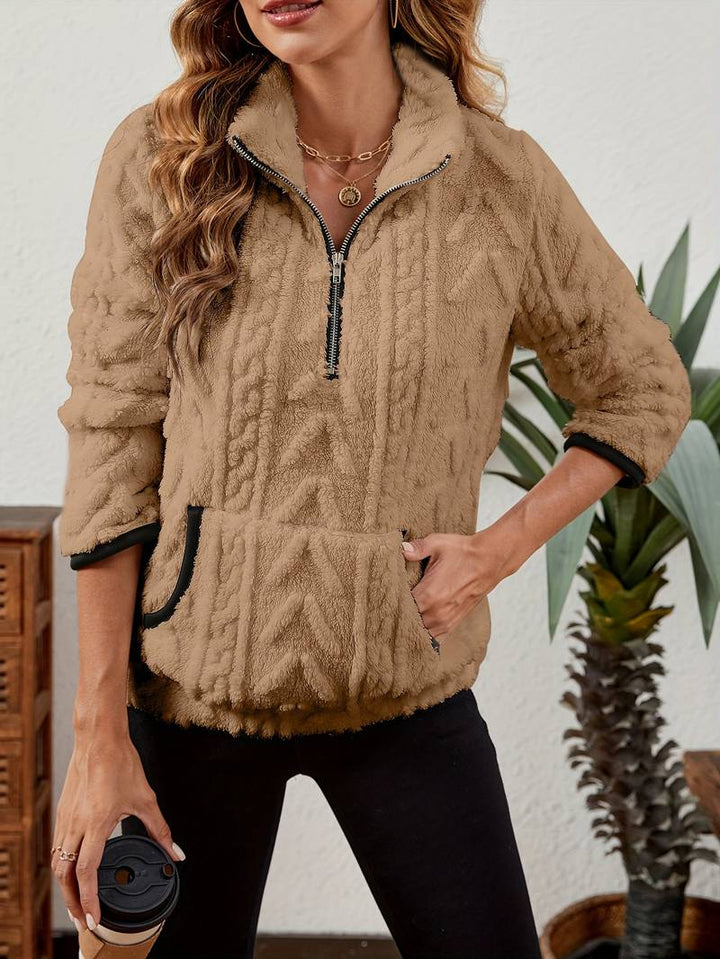 Naama - Jersey Elegante Con Medio Cremallera y Bolsillo
